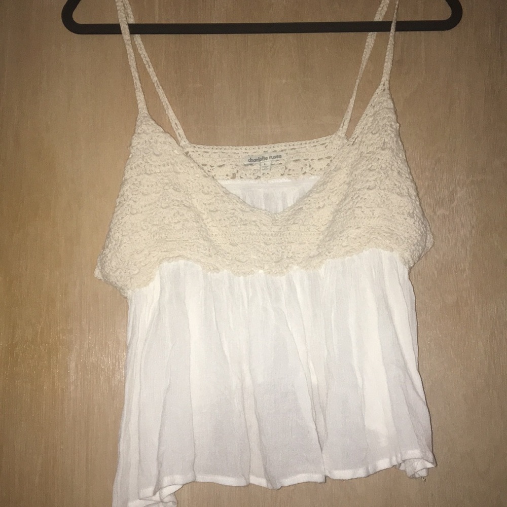 White lace crotchet top Charlotte Russe